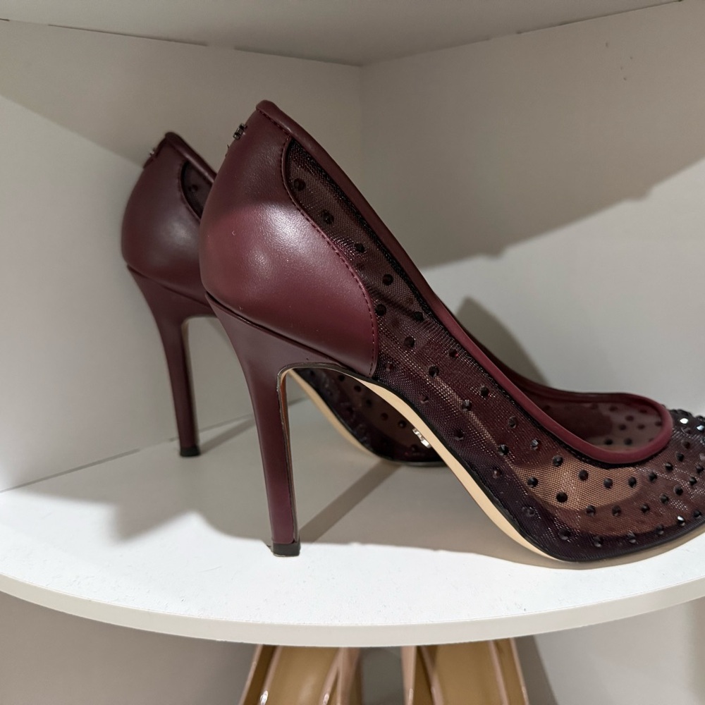 Sam Edelman Burgundy Mesh Heels